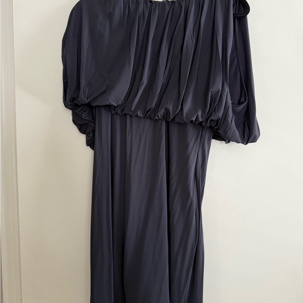 Zara Elegant One Shoulder Gray Midi Dress
